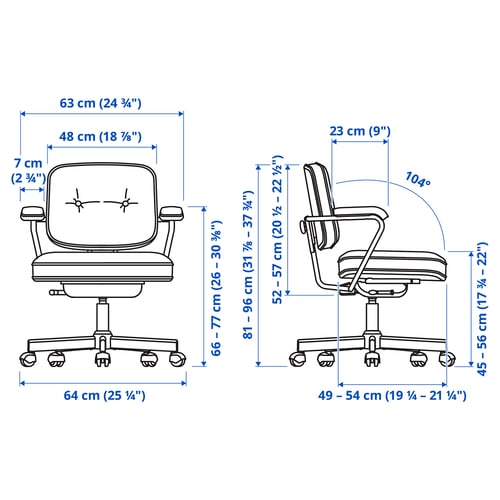 Illustration with measurements for the product: ALEFJÄLL.