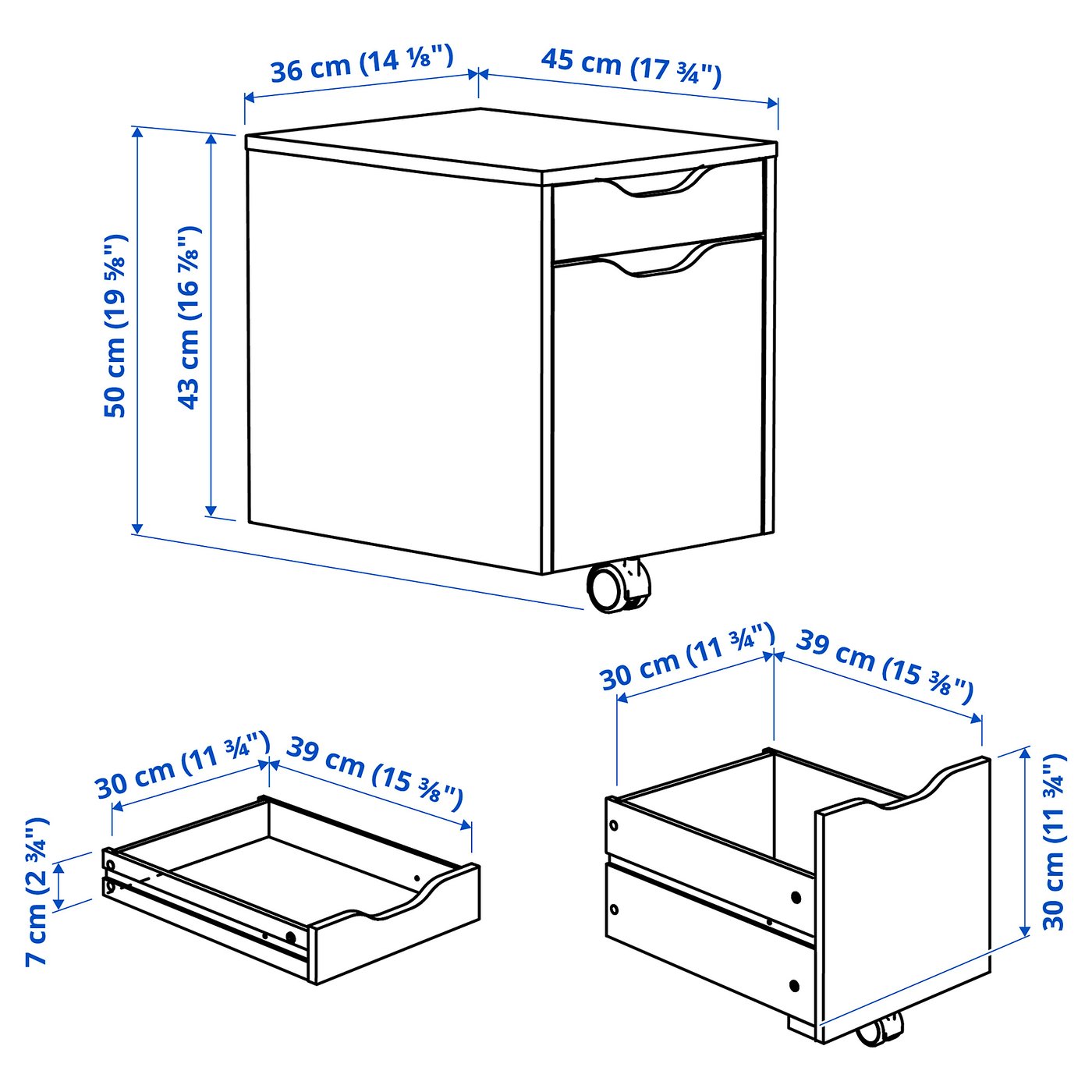 ALEX drawer unit, black-brown, 141/8x195/8