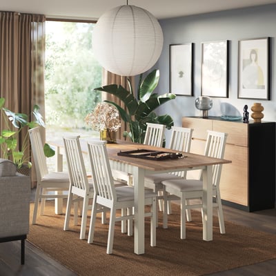 ÅLHULT / ÅLHULT Table and 6 chairs, beige/brown/Kabusa light beige beige, 66 7/8/86 5/8x31 1/2 "