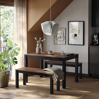 ÅLHULT Bench, black/brown, 40 1/2x14 1/8 "