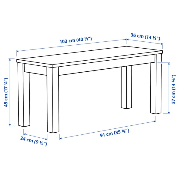 ÅLHULT Bench, black/brown, 40 1/2x14 1/8 "