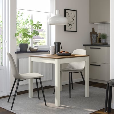 ÅLHULT / NORDMANSSKÄR Table and 2 chairs, beige/brown/Tonerud grey black, 31 1/2x29 1/8 "