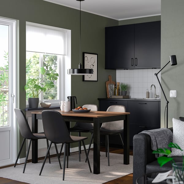 ÅLHULT / NORDMANSSKÄR Table and 4 chairs, black-brown/Bomstad black black, 47 1/4x31 1/2 "