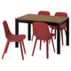 ÅLHULT / ODGER Table and 4 chairs, black-brown/red, 47 1/4/66 7/8x31 1/2 "