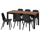 ÅLHULT / ODGER Table and 6 chairs, black-brown/anthracite, 66 7/8x31 1/2 "