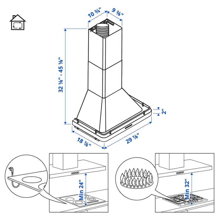 ALLMÄNBILDAD wall mounted range hood, Stainless steel IKEA