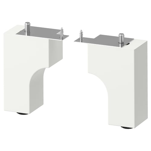 ALMAÅN white wooden legs, stainless steel plates, adjustable.