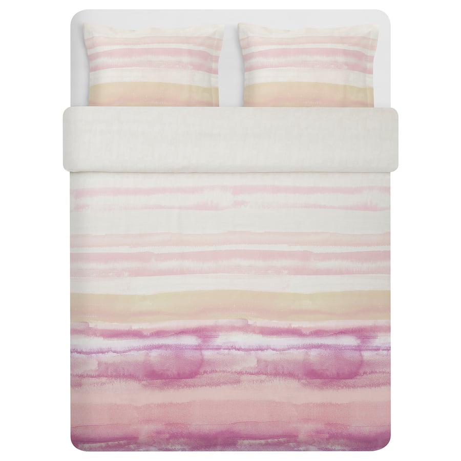 ALPDRABA Duvet cover and pillowcase(s), pink/stripe, King IKEA