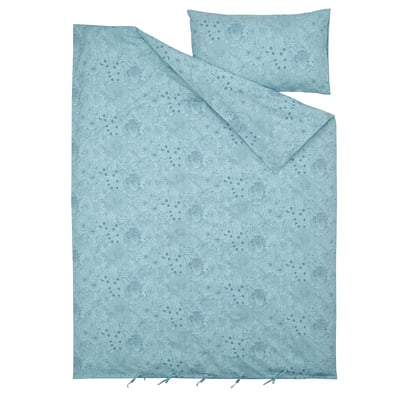 ALPTALL Duvet cover and pillowcase(s), blue/Himalayan animals and plants, Twin
