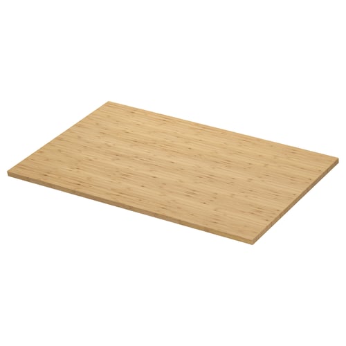 A light brown bamboo countertop, rectangular, with a natural wood grain pattern.