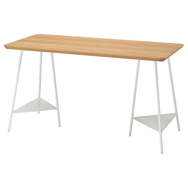 ANFALLARE / TILLSLAG Desk, bamboo/white, 55 1/8x25 5/8 "