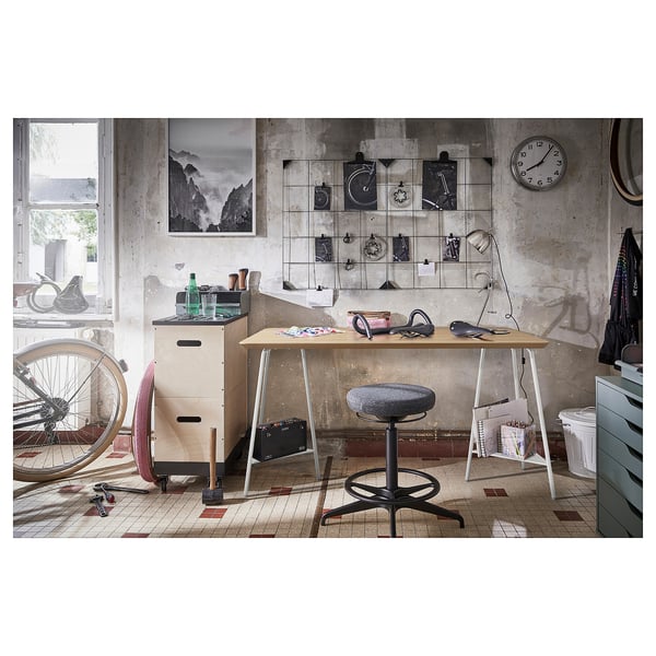 ANFALLARE / TILLSLAG Desk, bamboo/white, 55 1/8x25 5/8 "