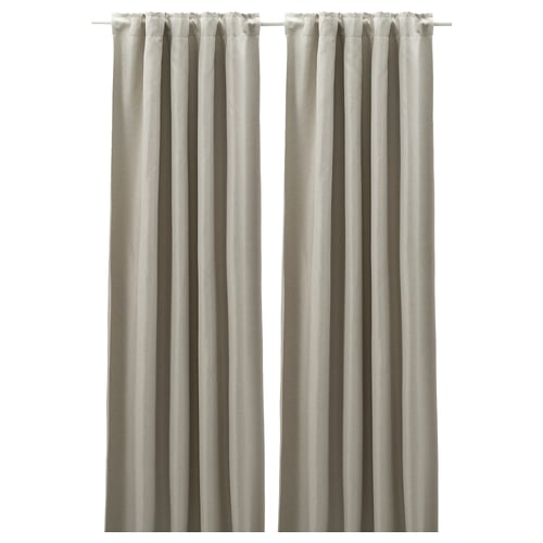 ANNAKAJSA Room darkening curtains, 1 pair - light gray/with heading tape 57x98 "