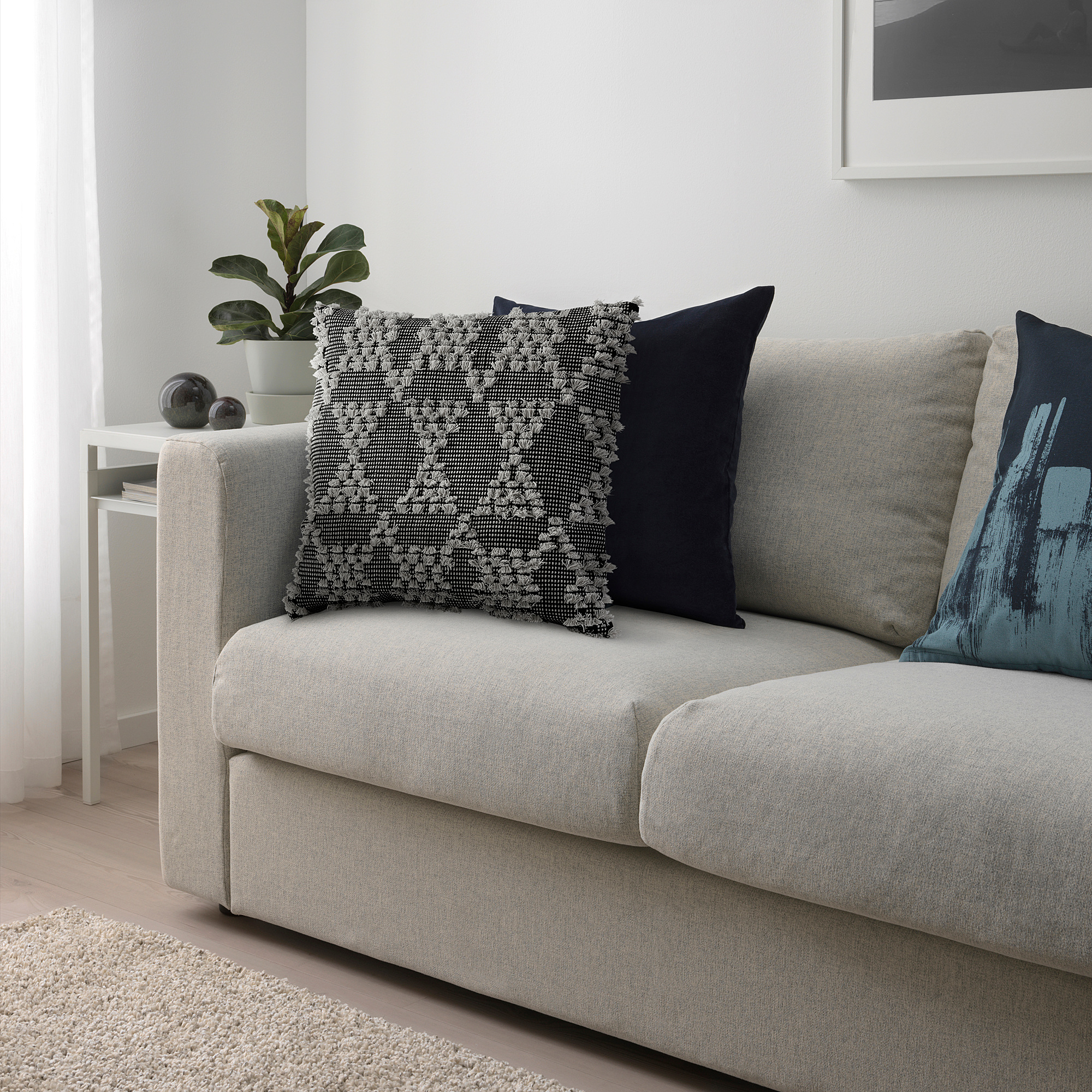 ANNAMETTE Cushion cover, gray/black, 20x20" IKEA