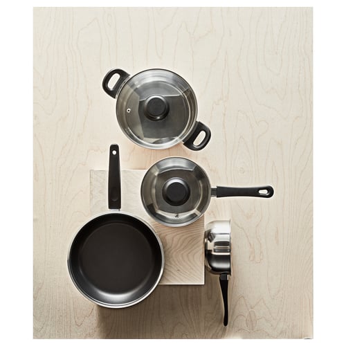 ANNONS 5piece cookware set glass, stainless steel IKEA
