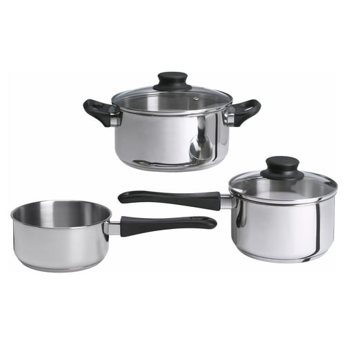 ANNONS 5piece cookware set, glass/stainless steel IKEA