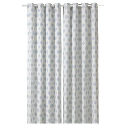 ANTENNMAL curtains, 1 pair, white/light blue, 57x98" IKEA