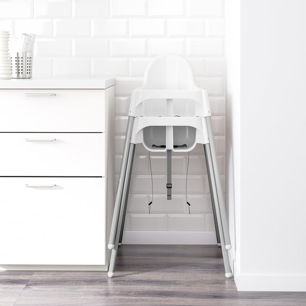 Antilop High Chair With Tray White Silver Color Silver Color Ikea
