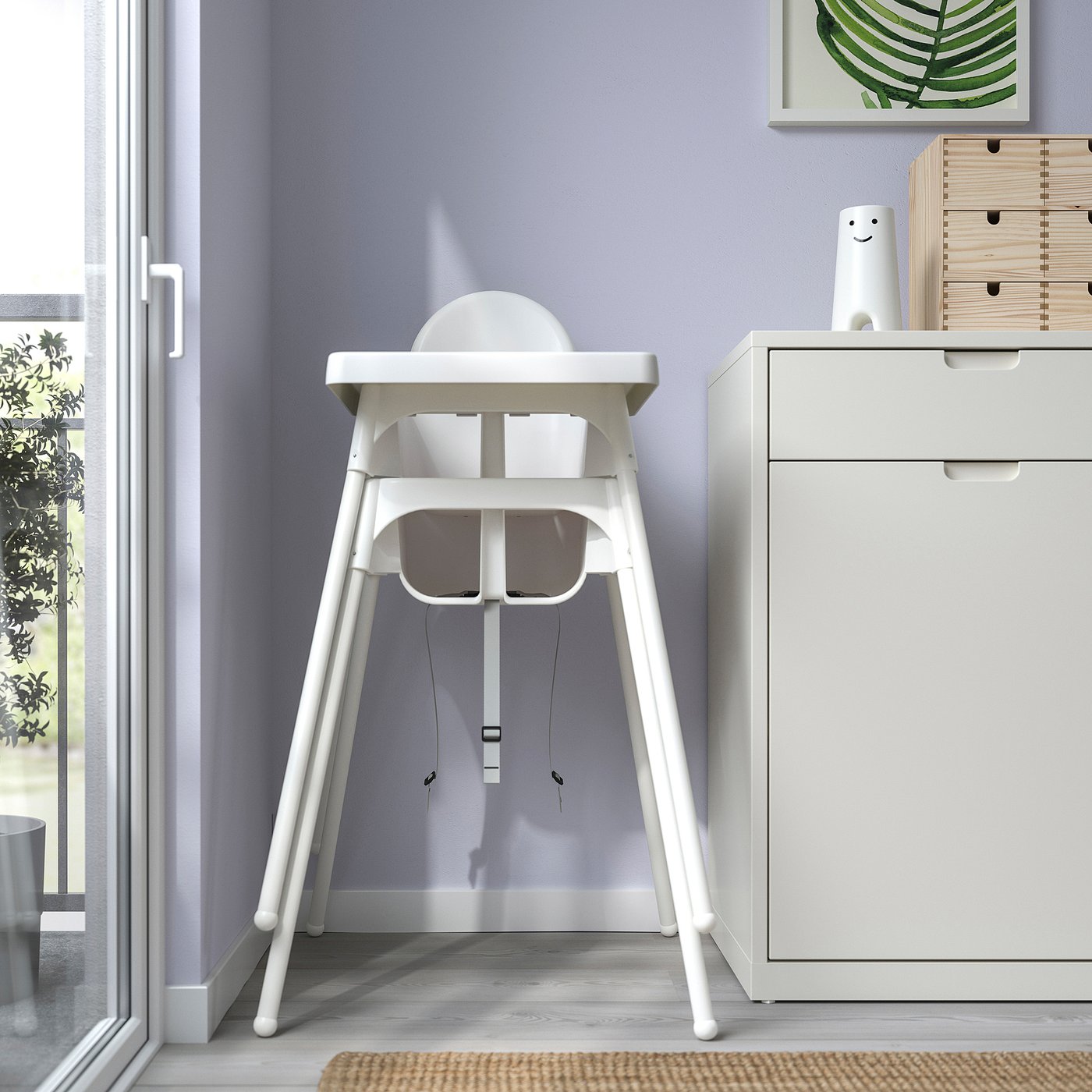 High chair with tray, white/white 4