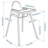 ANTILOP High chair with tray, white/white