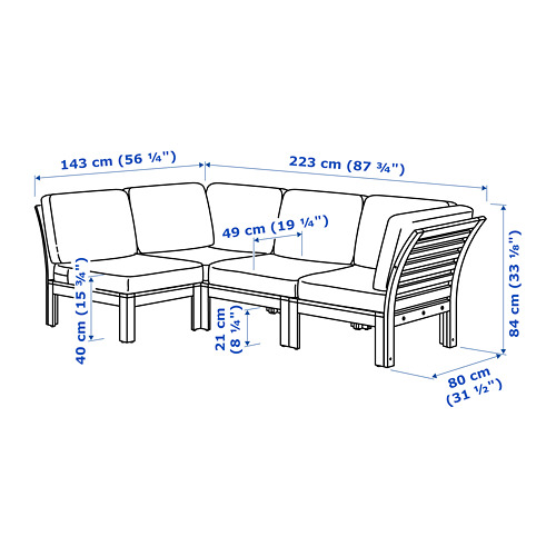 ÄPPLARÖ Modular corner sofa 3seat, outdoor brown stained/Frösön