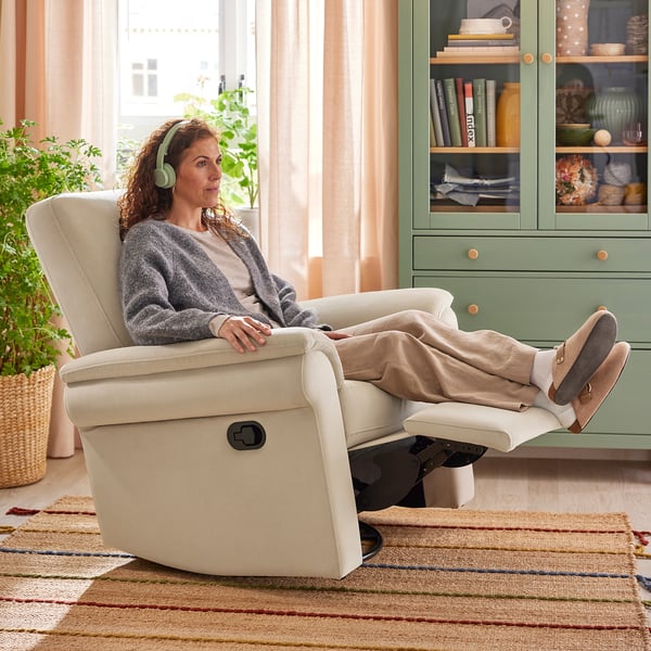 ARNÄSVALL Recliner rocker and swivel armchair, Hakebo beige