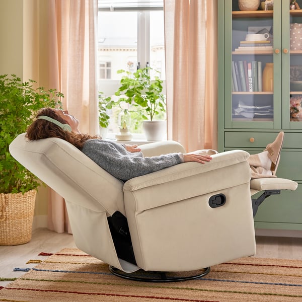 ARNÄSVALL Recliner rocker and swivel armchair, Hakebo beige