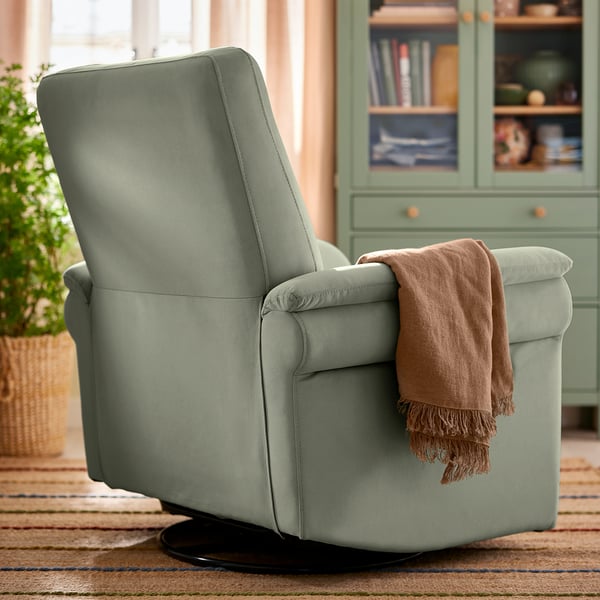 ARNÄSVALL Recliner rocker and swivel armchair, Hakebo gray-green