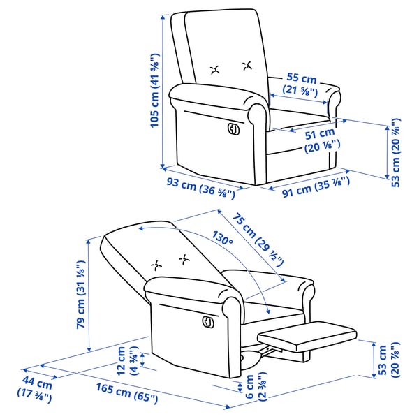 ARNÄSVALL Recliner rocker and swivel armchair, Hakebo gray-green