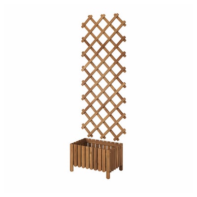 ASKHOLMEN Flower box with trellis, outdoor, dark brown