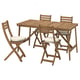 ASKHOLMEN Table and 4 folding chairs, outdoor, dark brown/Frösön/Duvholmen beige, 56 1/4x29 1/2 "