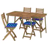 ASKHOLMEN Table and 4 folding chairs, outdoor, dark brown/Klösan dark blue, 56 1/4x29 1/2 "
