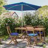 ASKHOLMEN Table and 4 folding chairs, outdoor, dark brown/Klösan dark blue, 56 1/4x29 1/2 "