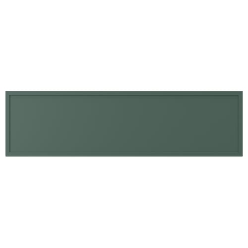 ASPUDDEN green cabinet door, thin frame, dark grey-green, rectangular, modern design.