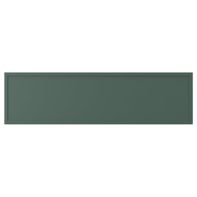 ASPUDDEN green cabinet door, thin frame, dark grey-green, rectangular, modern design.