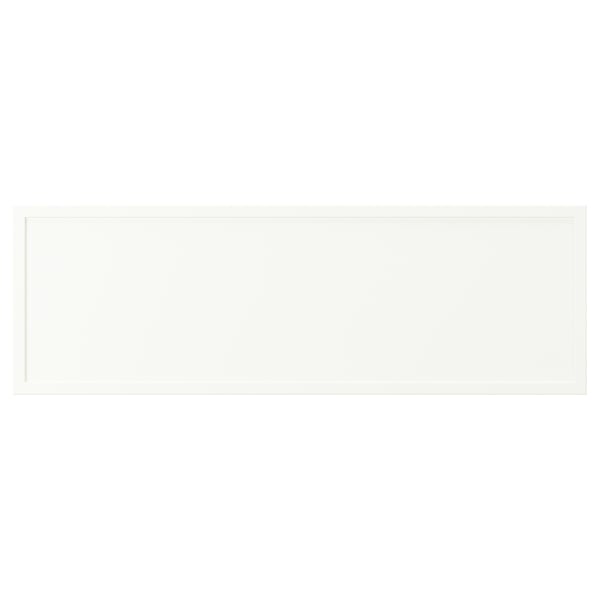 White ASPUDDEN desk: simple, rectangular, particleboard & plastic.