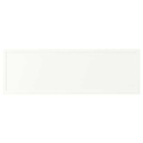 White ASPUDDEN desk: simple, rectangular, particleboard & plastic.
