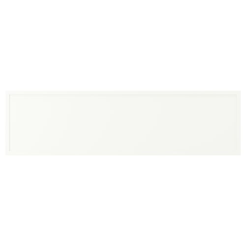 White kitchen cabinet with thin frame, matt finish, rectangular shape.