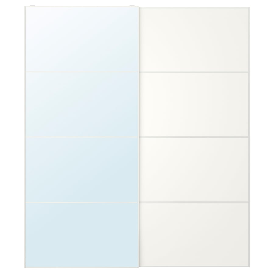 AULI / MEHAMN pair of sliding doors, mirror glass/double sided white