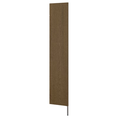 AURDAL Side panel with leg, brown stained oak veneer, 15 3/4x87 "