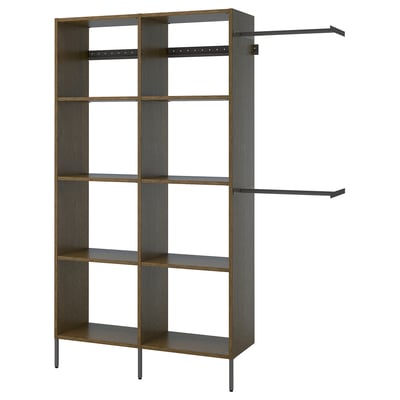 AURDAL Wardrobe combination, brown stained oak veneer/dark gray, 70 5/8-83 5/8x15 3/4x87 "