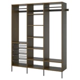 AURDAL Wardrobe combination, brown stained oak veneer/dark gray, 74 3/4x15 3/4x87 "