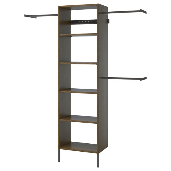 AURDAL Wardrobe combination, brown stained oak veneer/dark gray, 68 1/2-94 1/2x15 3/4x87 "