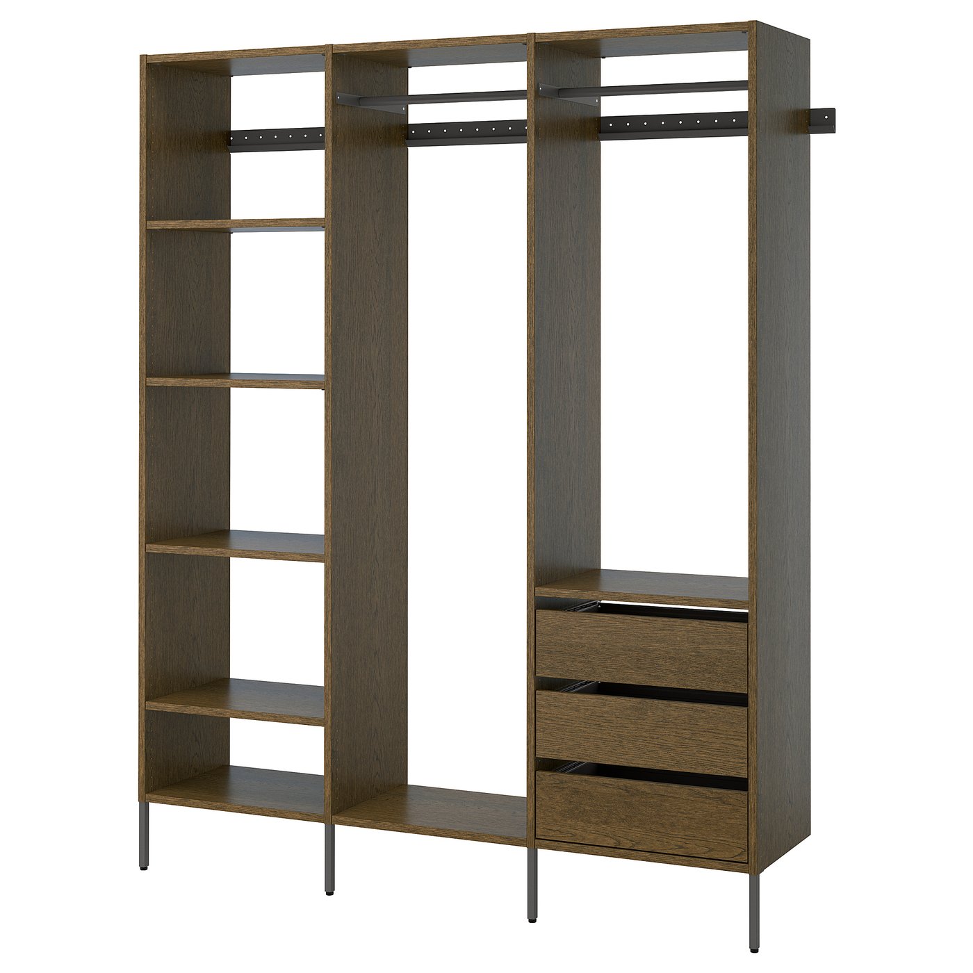 Wardrobe Combination, Brown Stained Oak Veneer/Dark Gray