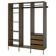 AURDAL Wardrobe combination, brown stained oak veneer/dark gray, 74 3/4x15 3/4x87 "