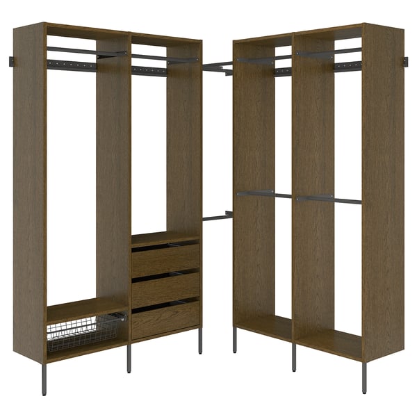 AURDAL Wardrobe combination, brown stained oak veneer/dark gray, 70 7/8-83 7/8x15 3/4x87 "