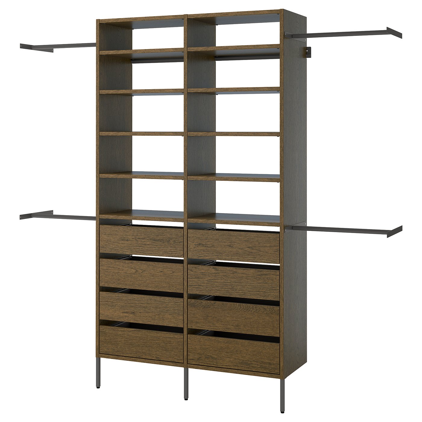 AURDAL wardrobe combination, dark gray, 921/8-1181/8x153/4x87