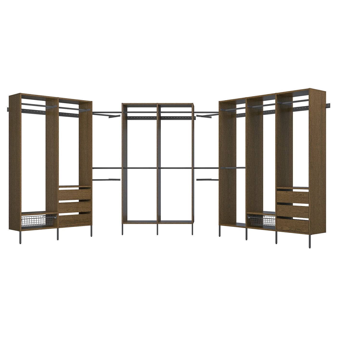 Wardrobe Combination, Brown Stained Oak Veneer/Dark Gray