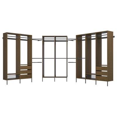 AURDAL Wardrobe combination, brown stained oak veneer/dark gray, 70 7/8-118 1/8x15 3/4x87 "