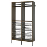 AURDAL Wardrobe combination, brown stained oak veneer/dark gray, 49 1/4x15 3/4x87 "
